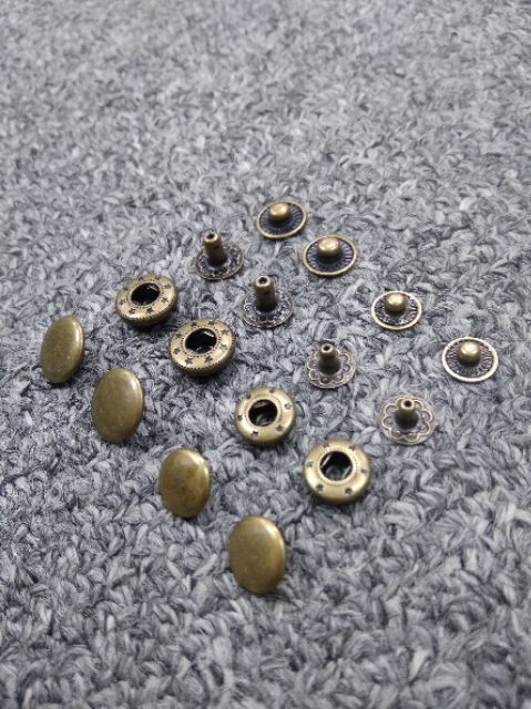 10 bộ Nút bóp đồng thao, Trơn  phụ liệu làm da handmade