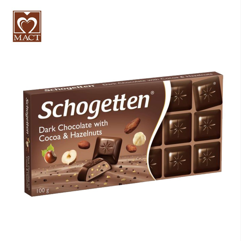 Sôcôla SCHOGETTEN - Vị đắng cacao & hạt phỉ - thanh 100g gồm 18 viên rời