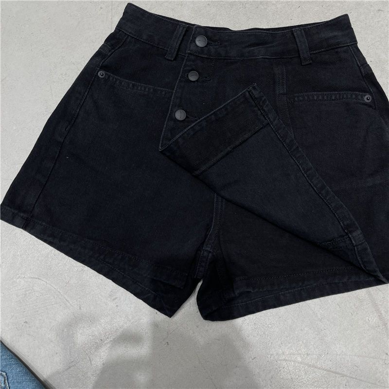 South Korea Dongmen denim shorts skirt women's summer 2022 new Korean version of high-waist buckle design A-shaped hot pants