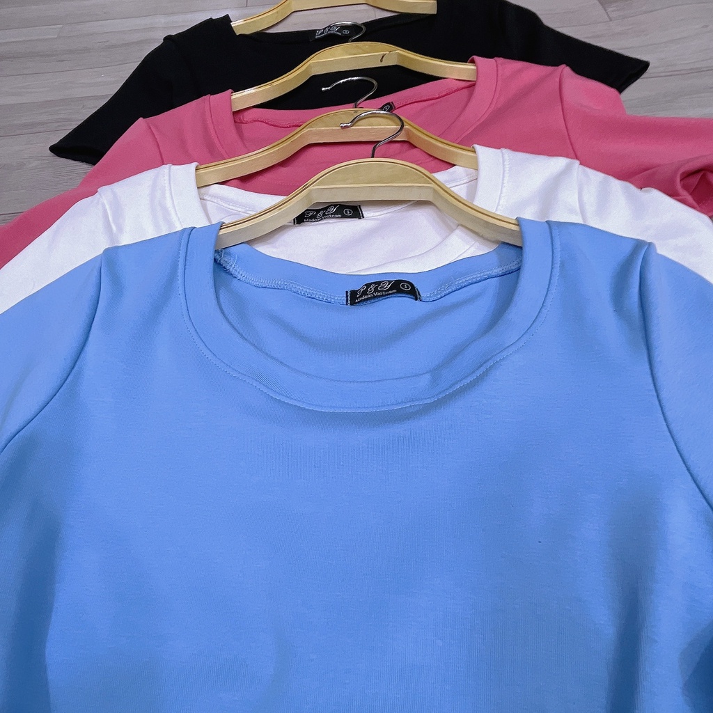 Áo Thun Kiểu Xoắn Bụng Cổ Tròn Bigsize Cô Nhỏ,Áo Phông Kiểu Cổ Tròn Có Size Thun Borib Cao Cấp A45 (HÌNH+VIDEO THẬT)