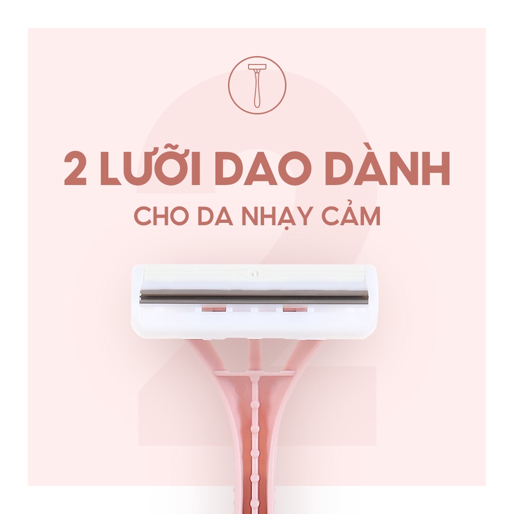 Bộ 10 Dao cạo 2 lưỡi Miniso (Màu Hồng) tiện dụng