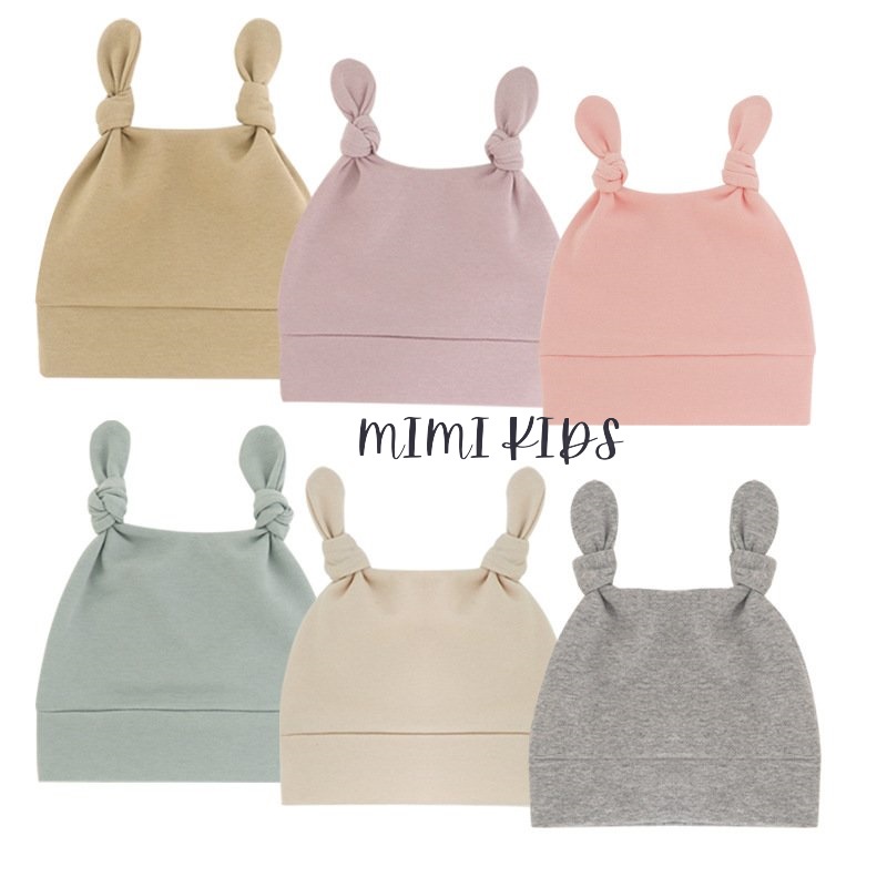 Mũ nón Cotton thắt nút 2 bên đáng yêu cho bé 0-12m Mimi Kids MD27