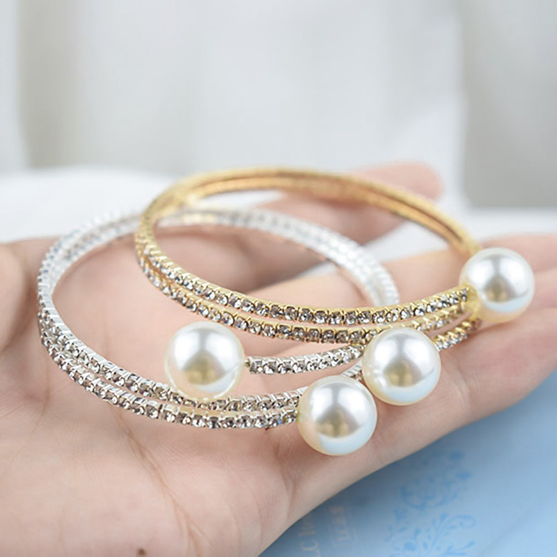 Vòng Tay Nhiều Lớp Đính Hạt Ngọc Trai Giả Xinh Xắn