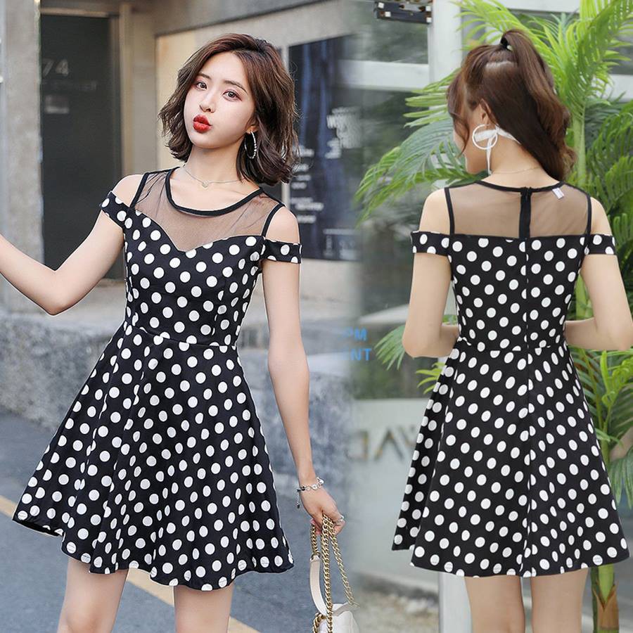 Váy bigsize ôm xòe chấm bi cho người béo mập mũm mĩm fullsize 40-130kg