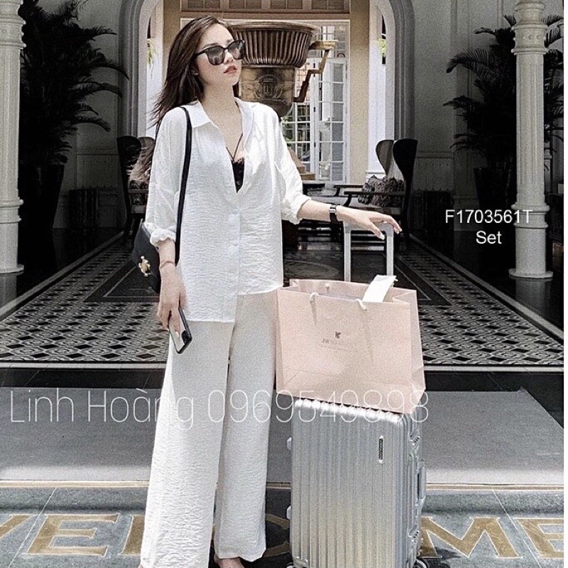 SET SƠ MI ĐŨI TƠ TAY DÀI FORM RỘNG