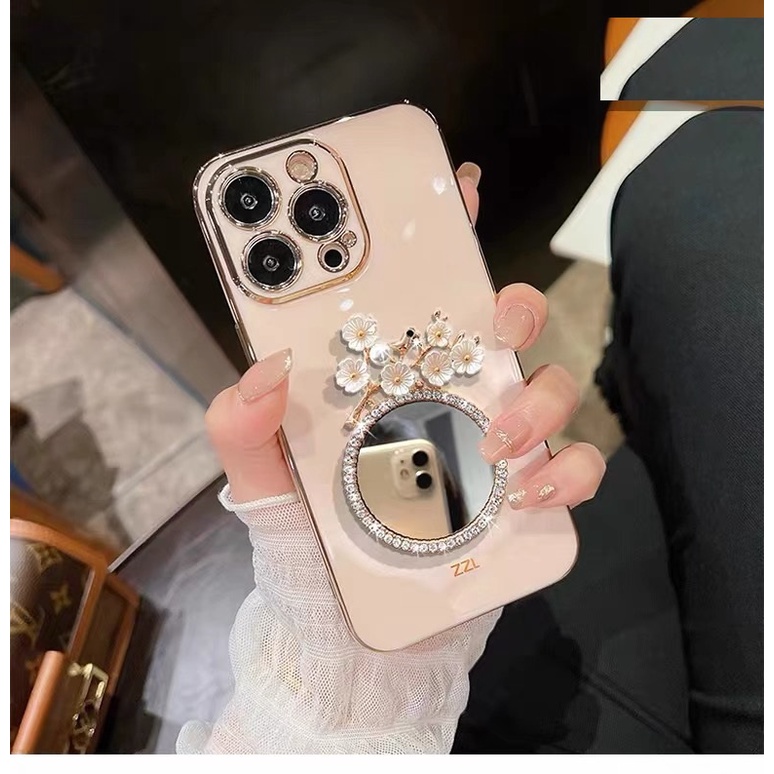 Ốp Điện Thoại Mềm Tráng Gương Hình Hoa Cho Iphone 12 pro max 11 pro max xs max xr x 13proamx plus 7p