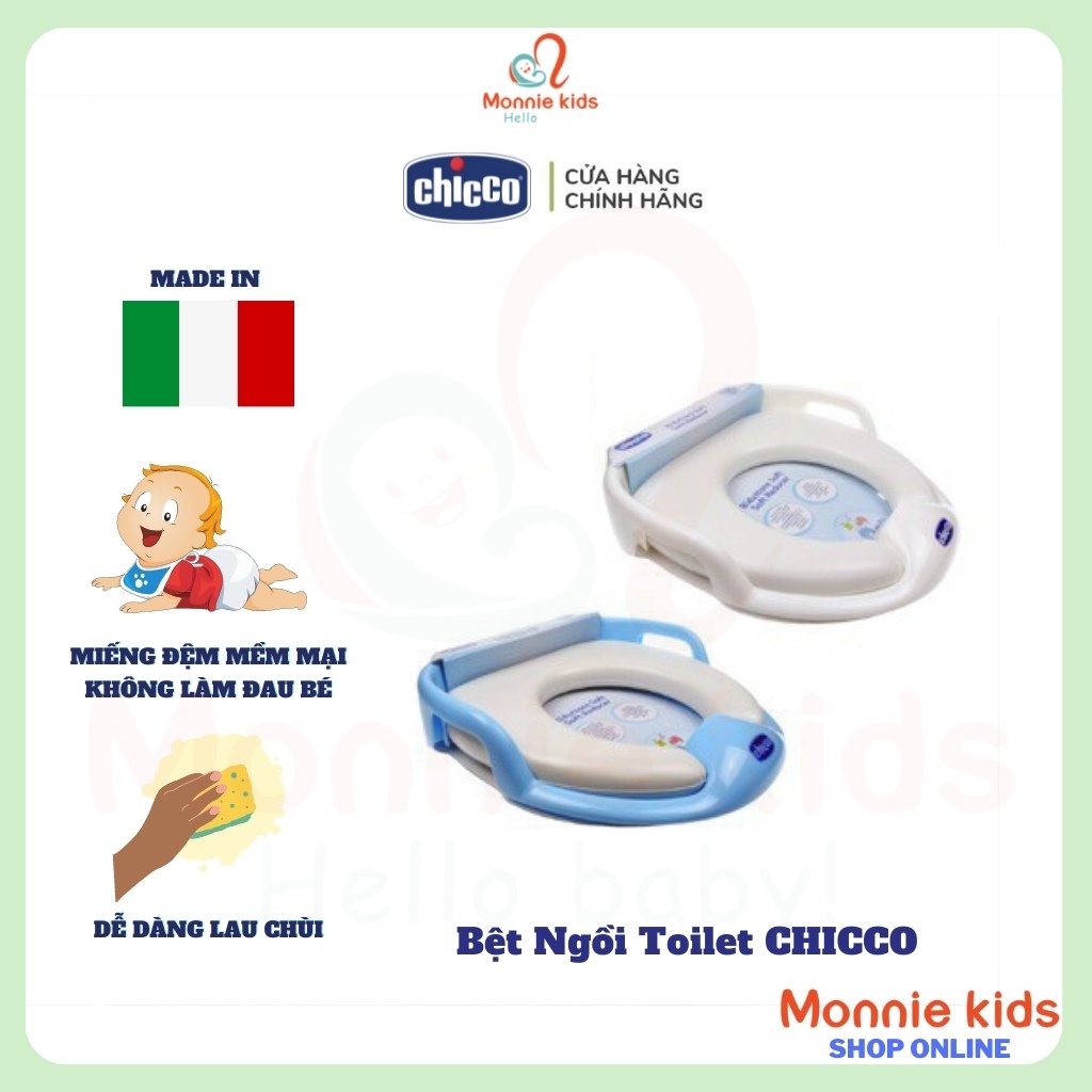 Bệt ngồi toilet CHICCO 12 -18m+, ghế ngồi toilet rèn thói quen an toàn cho bé - Monnie Kids