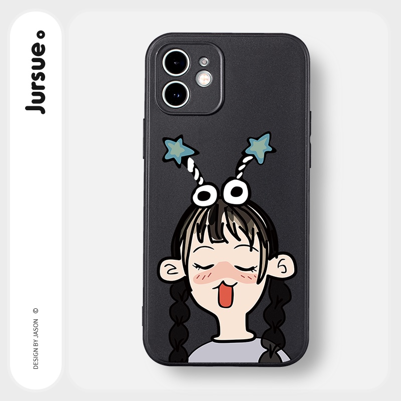 Ốp lưng JURSUE mềm hoạt hình cặp đôi dễ thương đẹp cho iPhone 13 12 11 Pro Max SE 2020 X XR XS ip 8 7 6 6S Plus kute Y74