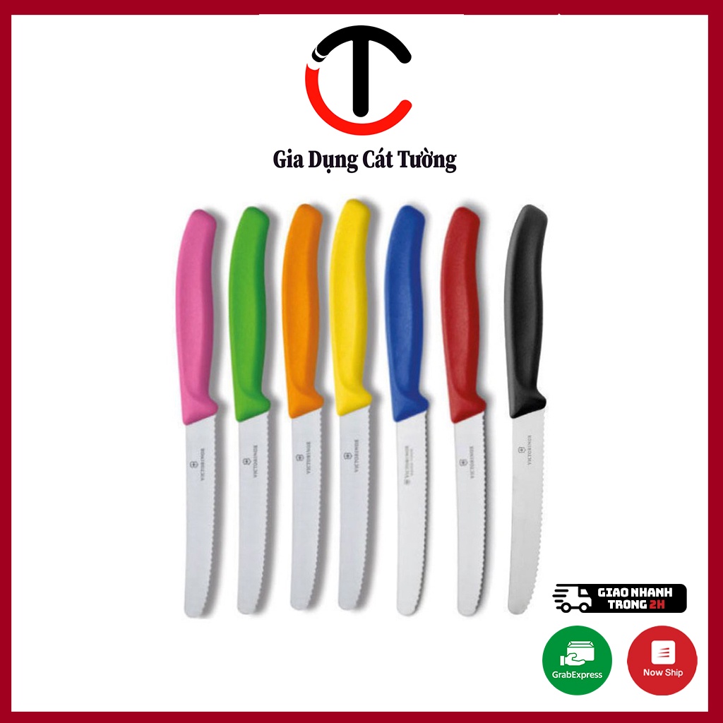 Dao Gọt Hoa Quả VICTORINOX Cán Cong Lưỡi Răng Cưa 11cm Hàng Chính Hãng