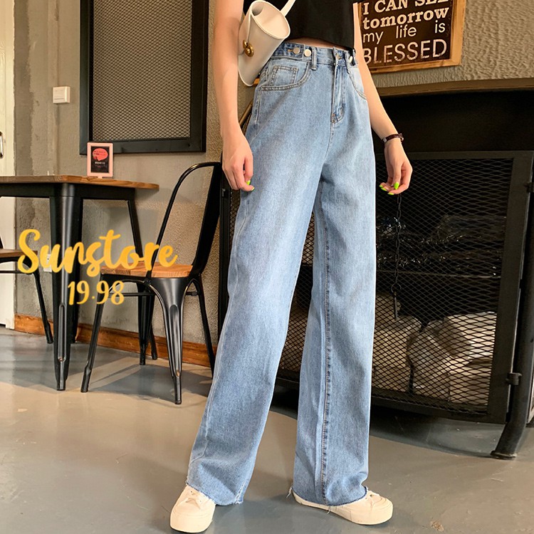 [Mã WASTMAY giảm 15% tối đa 30K đơn 150K] Quần jeans suông dài ống rộng phong cách hàn quốc ulzzang | BigBuy360 - bigbuy360.vn