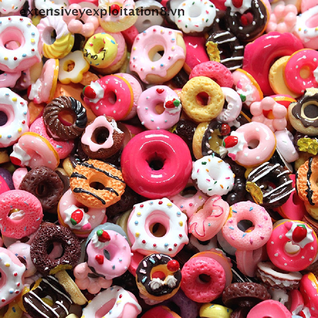 Bộ 10 Mô Hình Bánh Donut Đồ Chơi Mini Trang Trí Điện Thoại