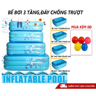 Ho boi mini, Bể bơi intex 3 tầng - Bể phao bơi chữ nhật 3 tầng 1.2m, 1.35m, 1.5m, 1.8m, 2.1m cao cấp , Dày dặn, An toàn