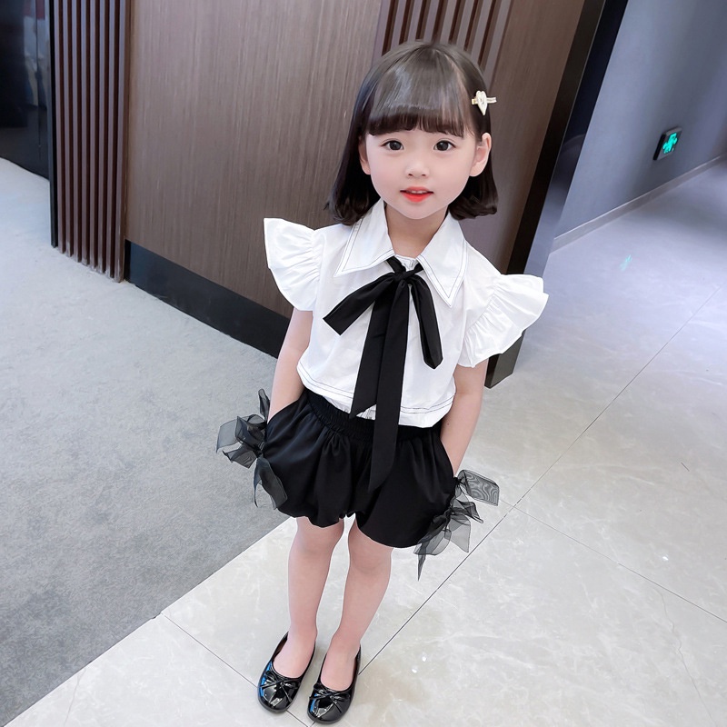 Set Áo Cánh Tiên + Quần Short Màu Trắng Thời Trang Cho Bé Gái