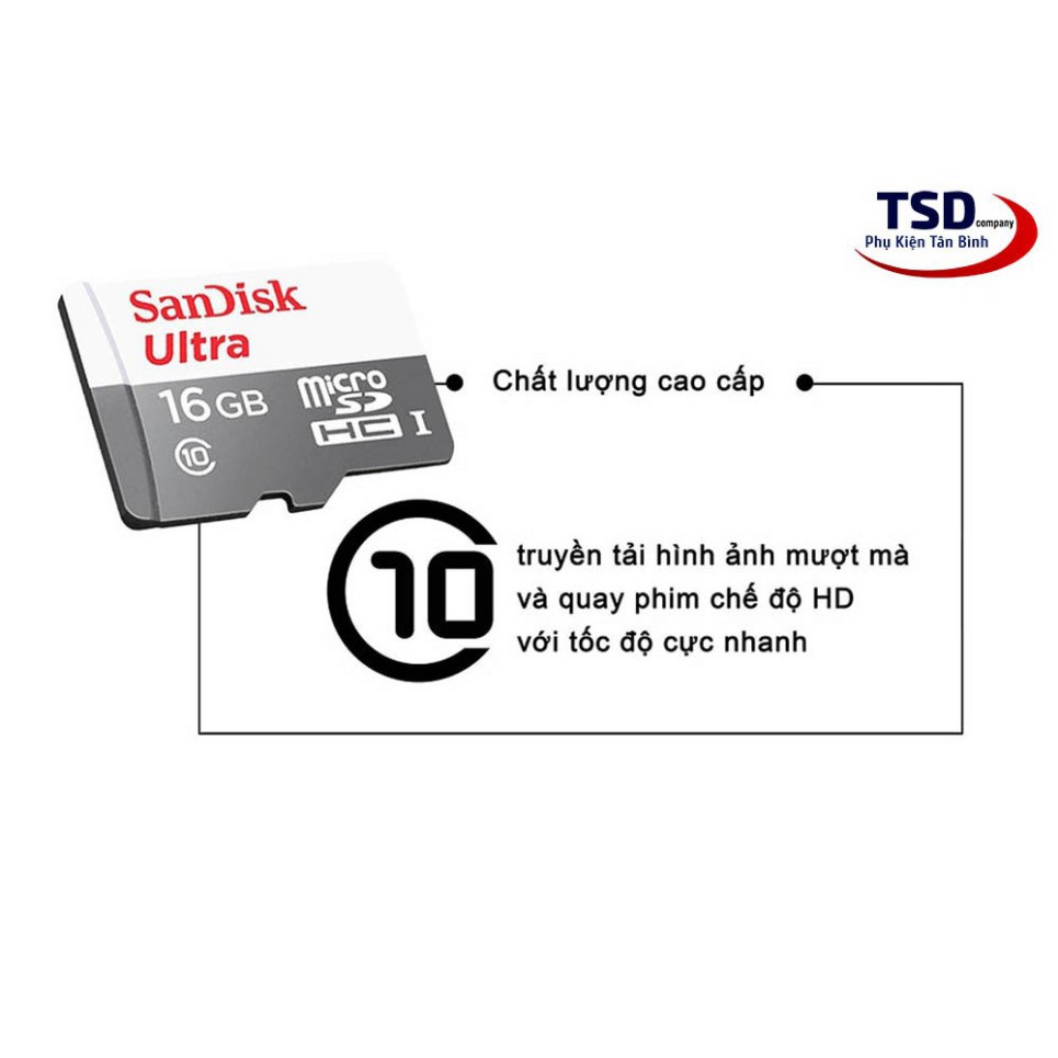 Thẻ Nhớ 16GB Sandisk 80mb/s Micro SD Chính Hãng Bảo Hành 5 Năm | BigBuy360 - bigbuy360.vn