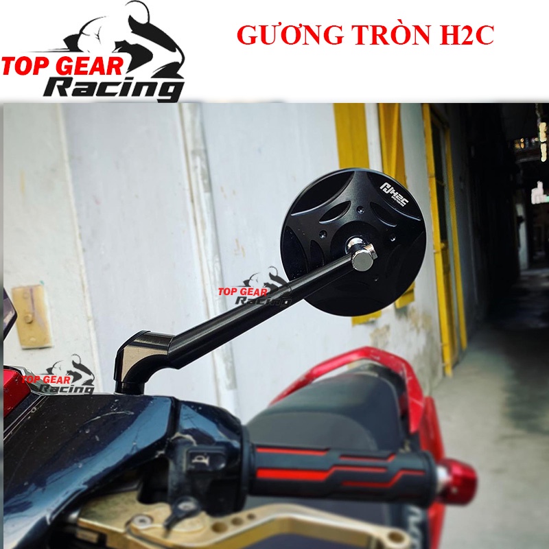 Gương Tròn H2C - Gương tròn xe máy CNC chân xéo &lt;TOPGEAR&gt;