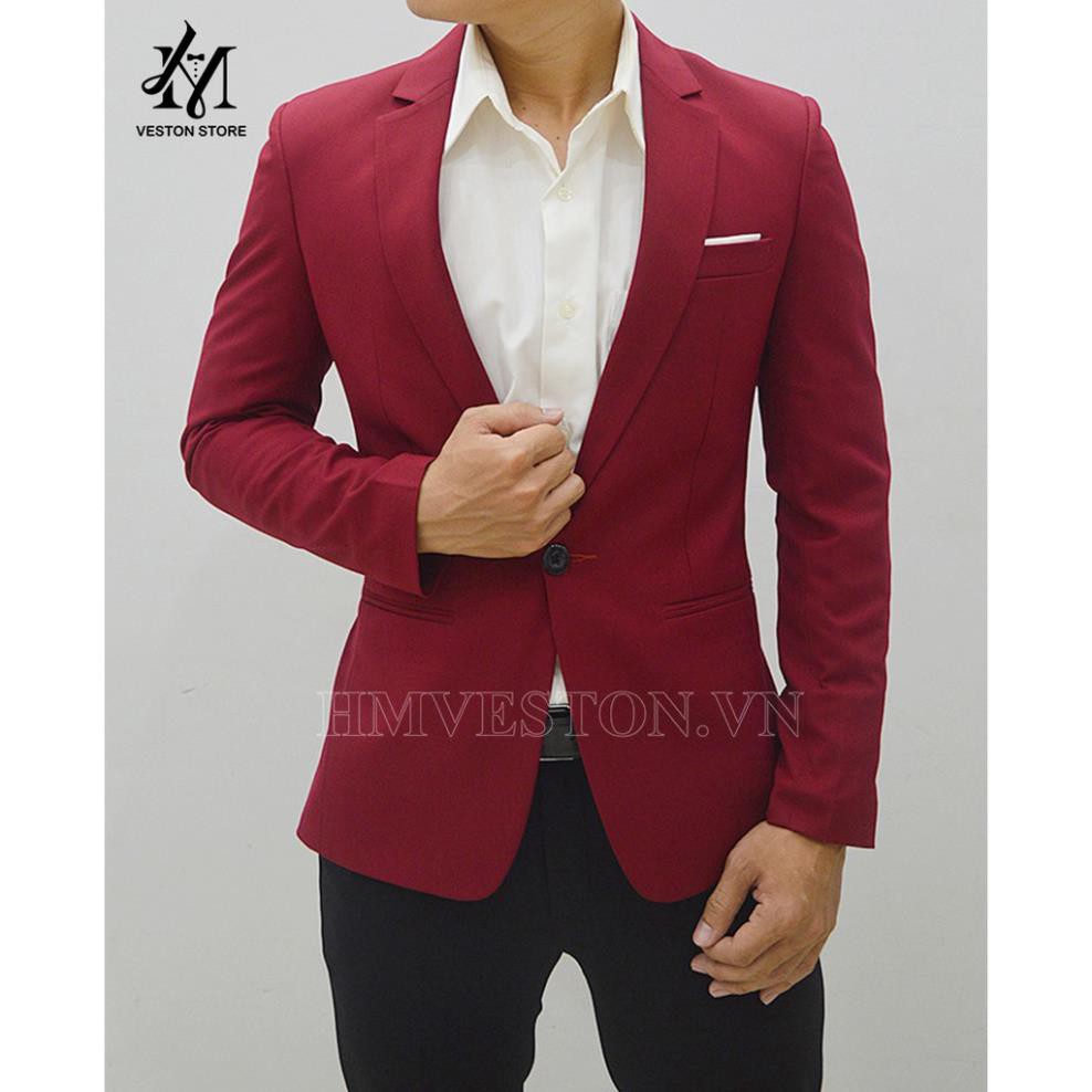 Áo vest nam màu đỏ đô chất vải dày mịn co giãn