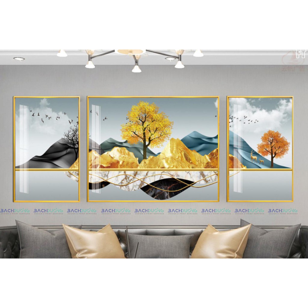 Bộ Tranh 3 Bức Canvas Hai Bức Nhỏ Một bức lớn-Trang TRí PHòng Khách-Phong Cách Hiện Đại-Phong Cách Bắc Âu Mục 1