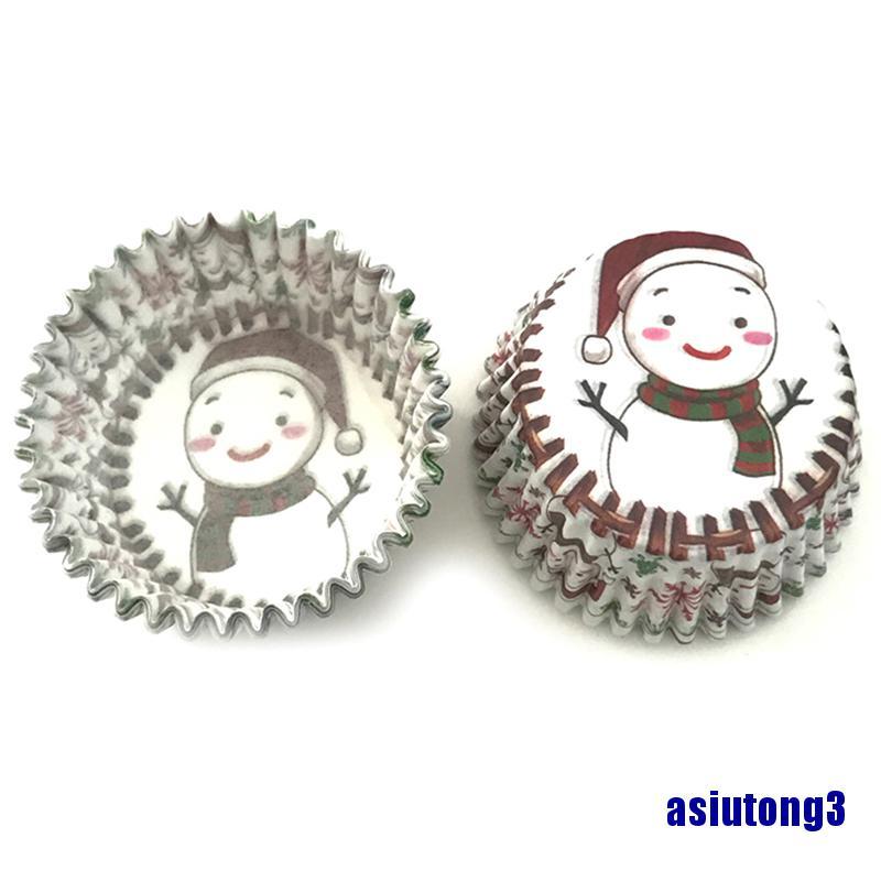 Set 3 / 100 Hộp Giấy Đựng Bánh Cupcake Phong Cách Giáng Sinh