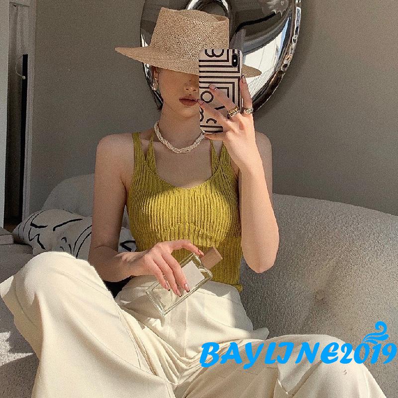 Áo Thun Hai Dây Giả Hai Mảnh Màu Sắc Thời Trang Mùa Hè Dành Cho Nữ