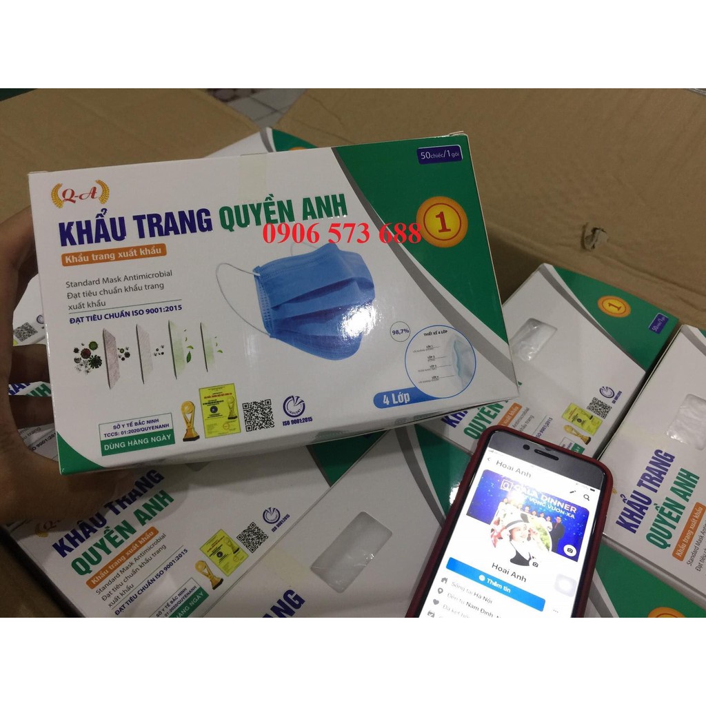 HỘP KHẨU TRANG Y TẾ 4 LỚP - HỘP 50 CHIẾC - Chống giọt bắn - Ngăn ngừa khói bụi