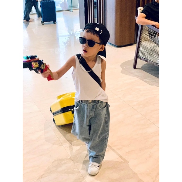 Quần jean baggy vắt gấu bé trai bé gái-MS142