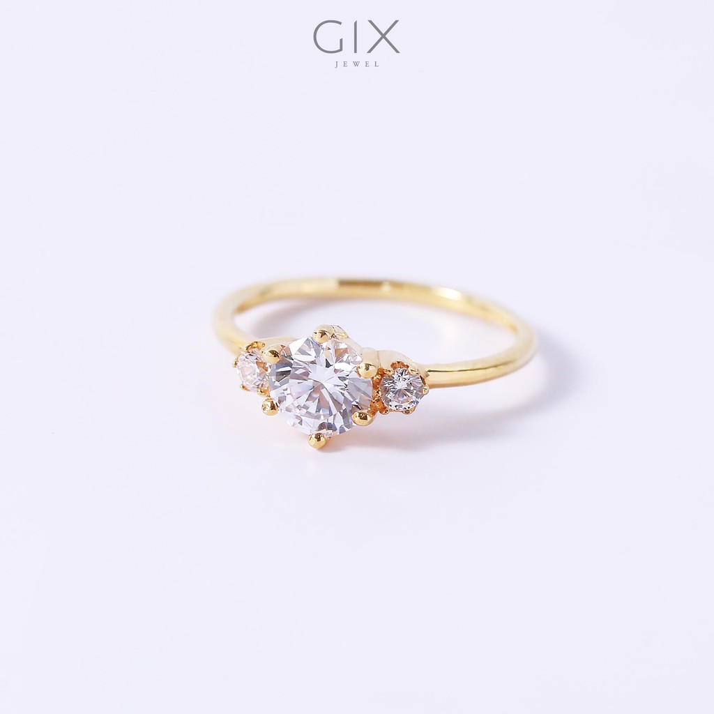 Nhẫn bạc nữ cao cấp mạ vàng đính ba viên đá phối hợp Gix Jewel SPGN47