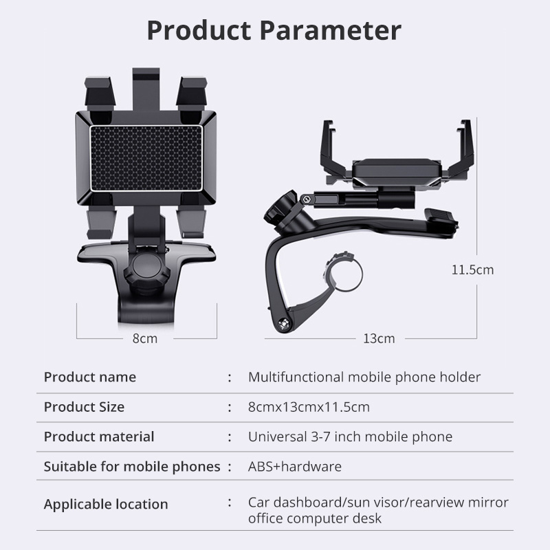 Giá đỡ điện thoại ô tô Car phone holder kẹp trên xe hơi xoay 360 độ chống rung treo đa điểm trên taplo,gương chiếu hậu