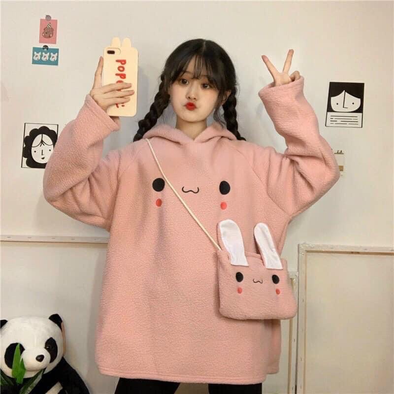 Áo lông thỏ hoodie kèm túi | BigBuy360 - bigbuy360.vn