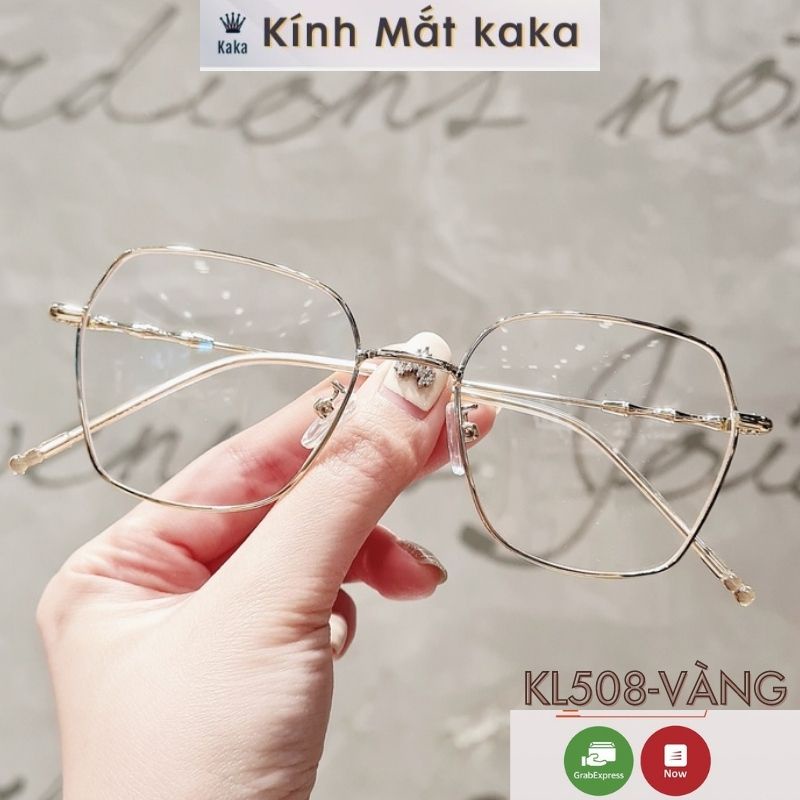 Gọng kính cận nam nữ kaka chất liệu kim loại mắt đa giác thanh mảnh KL508