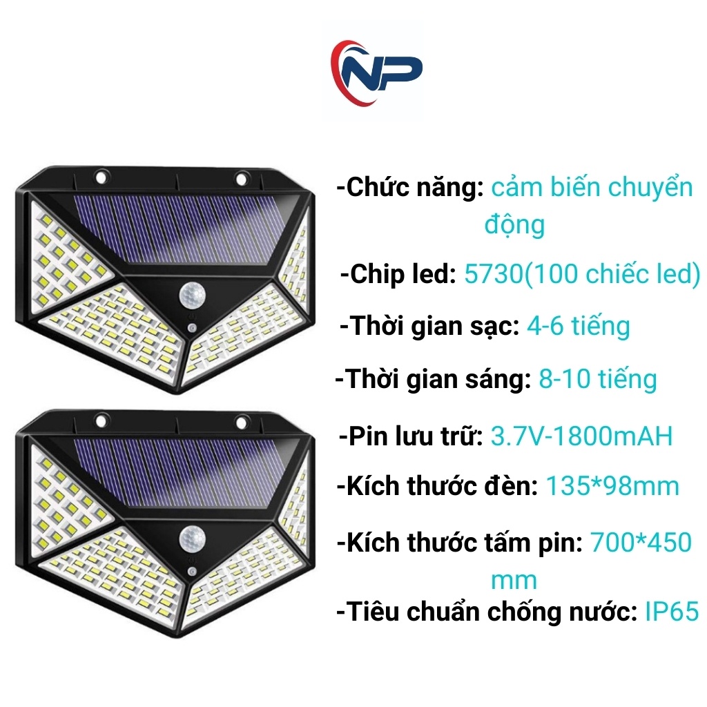 COMBO Đèn Năng Lượng Mặt Trời  Liền Thể công suất 300W Có Cảm Biến Chuyển Động, Đèn Chống Nước, Và Đèn Tam Giác 100Led