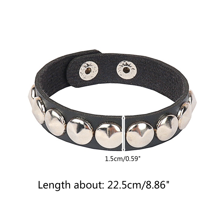 Vòng Tay Đinh Tán Bằng Kim Loại Có Thể Điều Chỉnh Phong Cách Punk Gothic