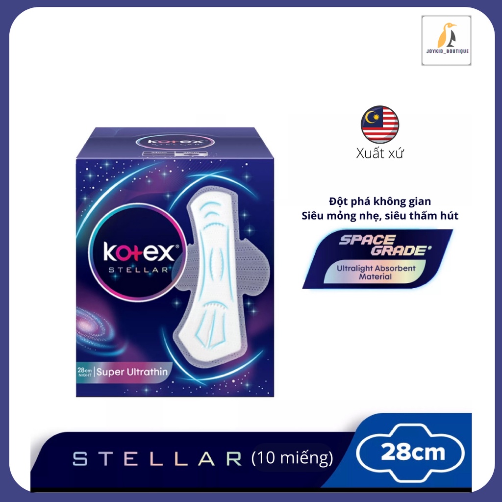 Băng vệ sinh Kotex Stellar Super Ultrathin siêu mỏng cánh 0.8mm 24cm 12 miếng