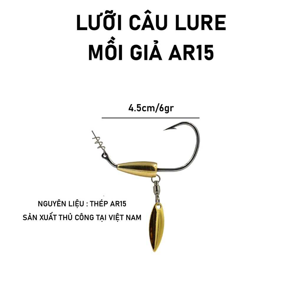 Lưỡi câu lure mồi giả AR15 sản xuất thủ công chuyên dùng cho mồi mềm cá lóc