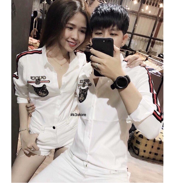 Áo sơ mi cặp nam nữ siêu hot 2018 ms81