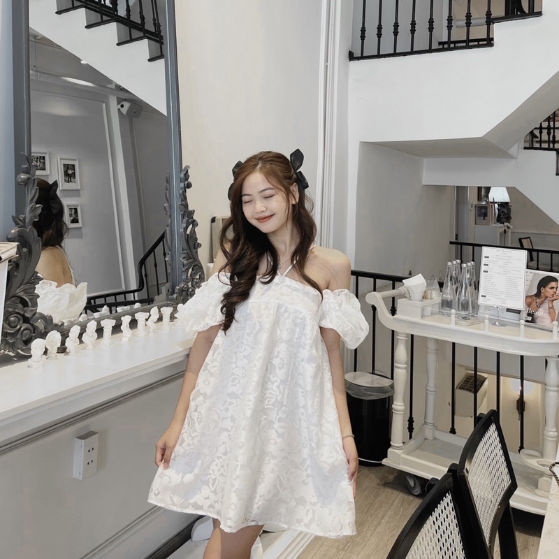 Đầm ren trễ vai cúc ngọc tiểu thơ &quot;Sophia Dress&quot; (ảnh thật)