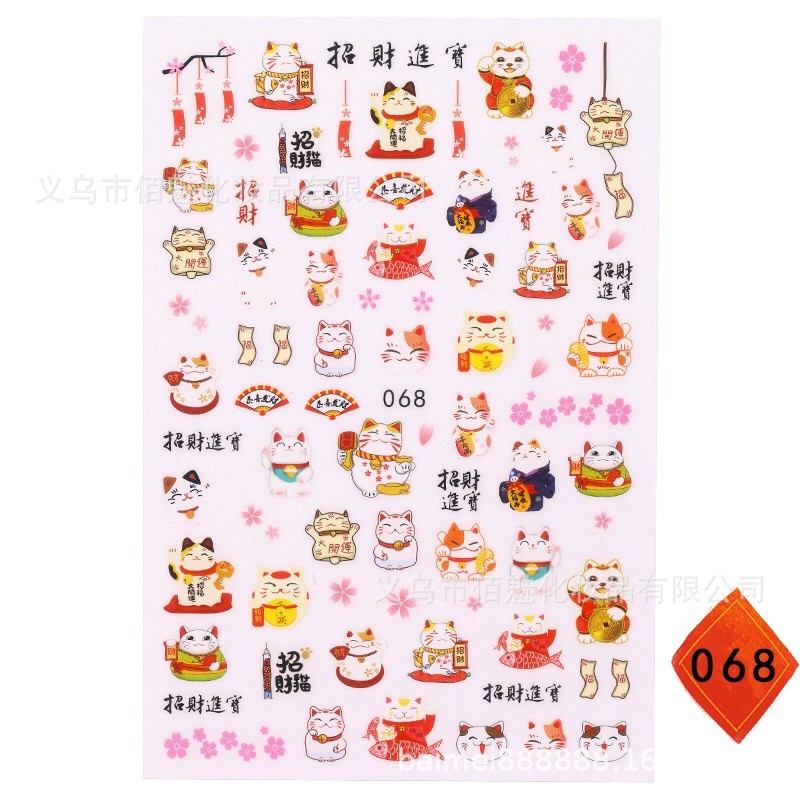 Sticker Tết Nguyên Đán- Sticker mèo thần tài - sticker dán móng