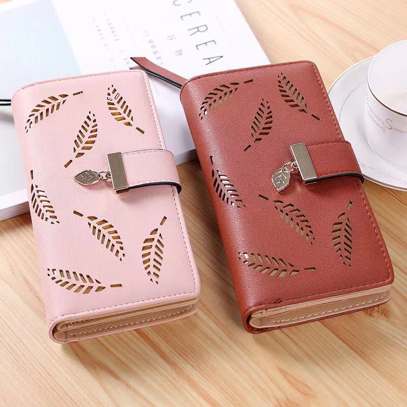Ví Dài Cầm Tay Họa Tiết Lá Cây Thời Trang Hàn Quốc Cho Nữ