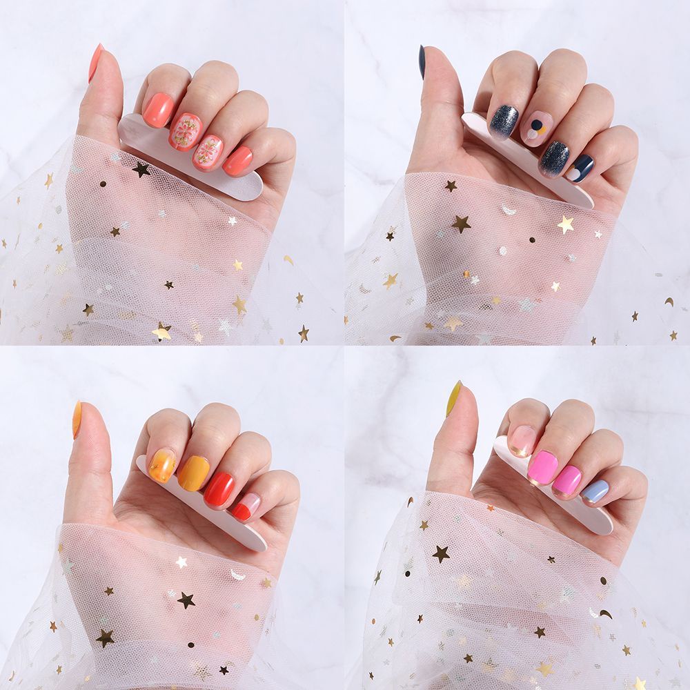 [Hàng mới về] Set 24 móng tay giả bằng acrylic thiết kế thời trang phủ toàn bộ móng có thể tháo rời thủ công