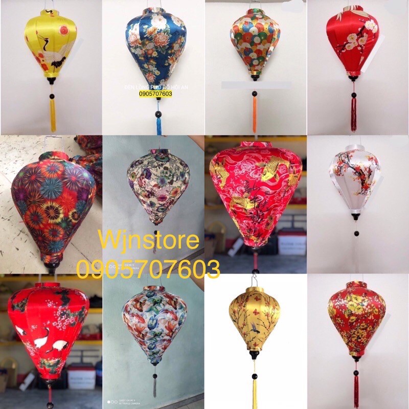 Đèn lồng hội an vải phi 3D vietnames lanterns   chuyên treo ngoài trời trung thu tết chùa miếu