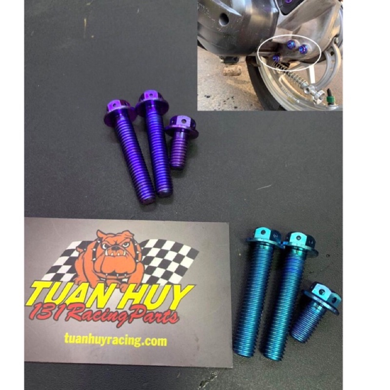ốc titan gr5 combo ốc láp cho xe tay ga vision sh air blade vario click (titanium bolt 3pcs oil )