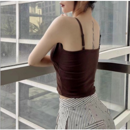 (CAO CẤP)Áo Bra 2 Dây cotton Dáng Lửng Có Mút Nâng Ngực Dây Quai Điều Chỉnh 1335
