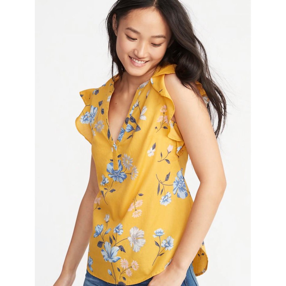 Áo sơ mi hoa vàng Old Navy