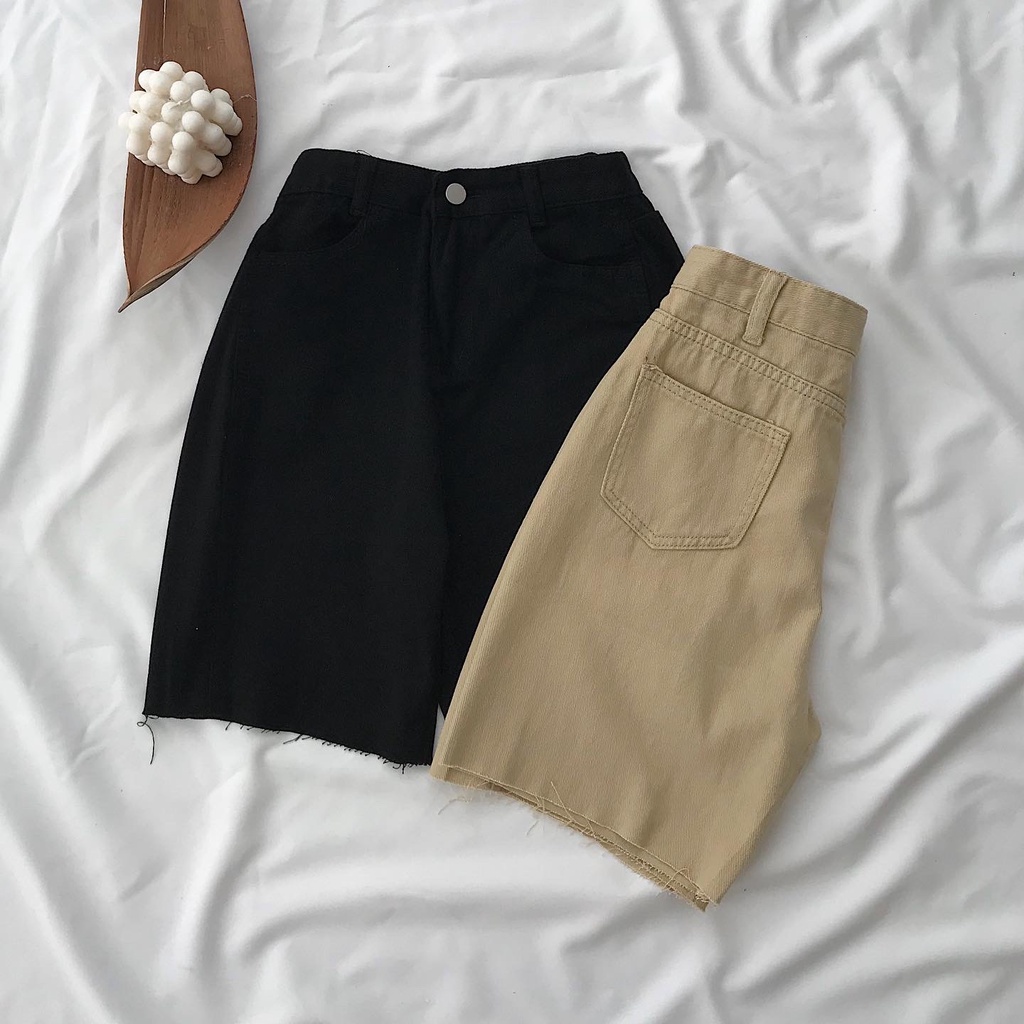 Quần Short Lửng Nữ Ticoo Rách Gấu Phong Cách Basic Quần Sooc Đùi Nữ Trẻ Trung Tôn Dáng Cực Xinh 2834