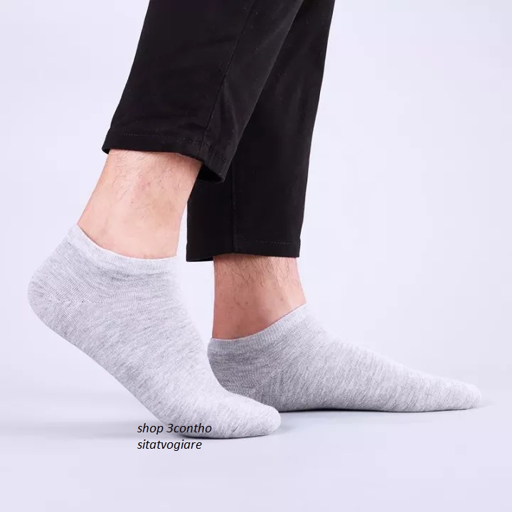 Tất nam cổ ngắn màu xám xuất dư