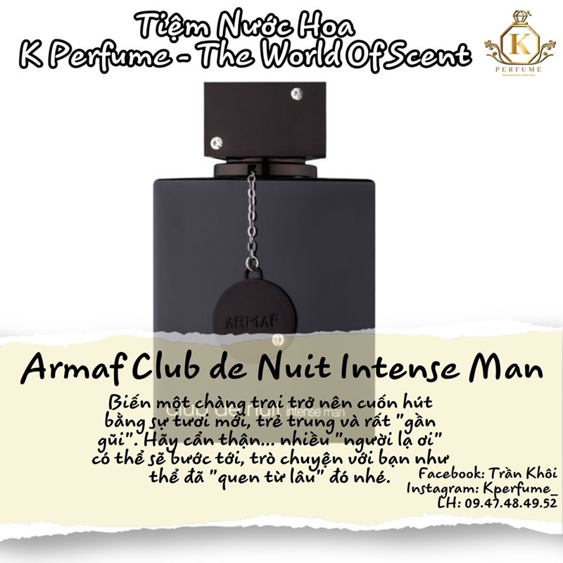 [𝐊-𝐏𝐞𝐫𝐟𝐮𝐦𝐞 𝐂𝐡𝐢́𝐧𝐡 𝐇𝐚̃𝐧𝐠] Nước Hoa Nam Armaf Club De Nuit Intense Man  - Mẫu Chiết Dùng Thử 5ml 10ml 20ml