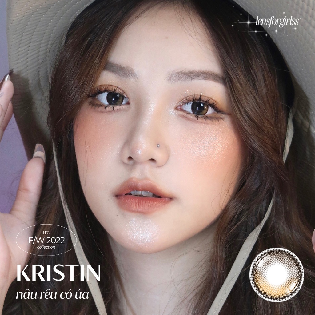 Kính áp tròng nâu ánh bóng highlight KRISTIN BROWN - Made in Korea | HSD 3-6 tháng | Lens cận