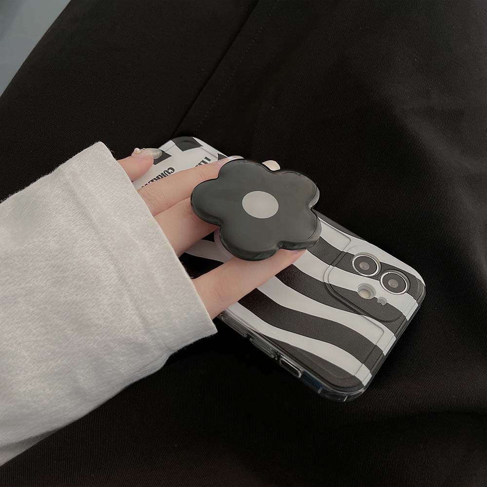 Ốp lưng điện thoại Iphone sóng đen kèm Pop up đỡ điện thoại cho 13Promax/13Pro/13/12Promax/..../7/8/SE