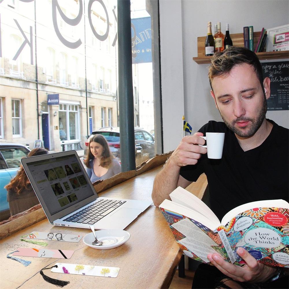 DORAW Thẻ Đánh Dấu Trang Sách Bằng Kim Loại Phối Tua Rua DIY