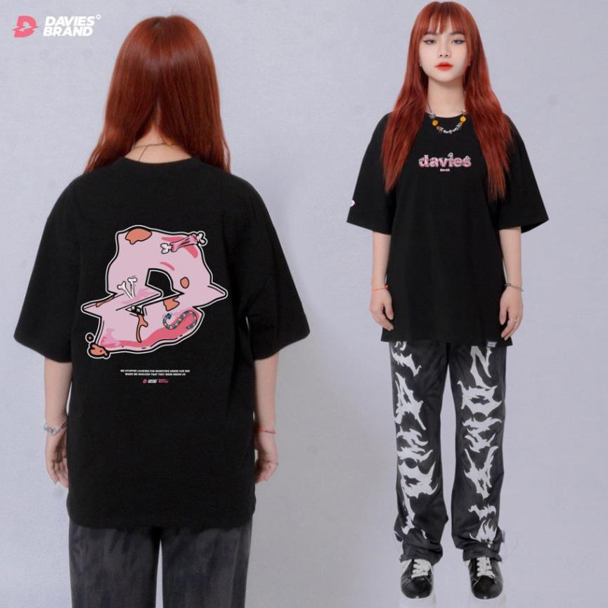 SALE!!!! Áo thun nữ form rộng tay lỡ màu đen Davies - Black Monster Inside Tee giá rẻ