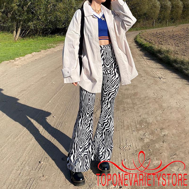 Quần Dài Ống Rộng Họa Tiết Sọc Ngựa Vằn Thời Trang Dành Cho Nữ | BigBuy360 - bigbuy360.vn